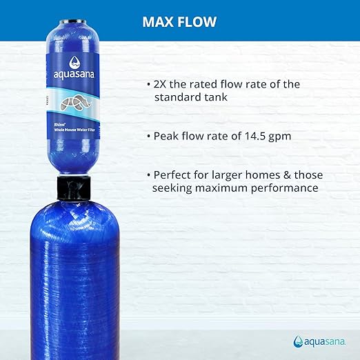 Aquasana Whole House Max Flow Water Filter | 1,000,000 Gallons | Salt-Free Softener Alternative | Carbon & KDF | Long-Lasting Pre-Filter | Reduce 97% Chlorine, Sediment & Scale | Rhino WH-1010-CT-LM