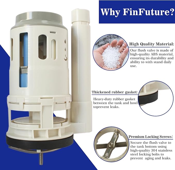 3 Inch Toilet Flush Valve for One-Piece Toilet, Dual Flush Valve Replacement Toilet Repair Kits Compatible with Glacier Bay/Fluidmaster