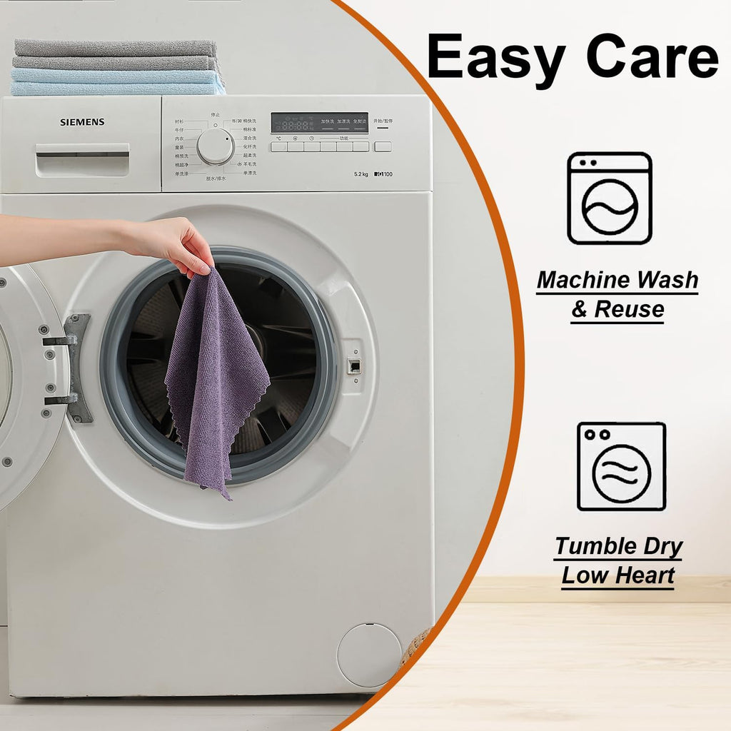 80 Pack Microfiber Cleaning Cloth Roll,Lint Free Rags & Tear Away Reusable Towels Washable Scratch,Ultra Absorbent Dish Rags(12" x 12") for Car Kitchen Home Garage-Dark Purple