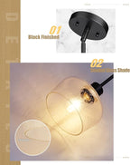 Emak Modern Farmhouse Pendant Lights Kitchen Island, Black Pendant Light Fixtures with Seeded Glass Shade, 8 Inch Hanging Lights for Kitchen Island, Bathroom, Bedroom, PL122-BK