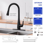 Kitchen Faucet with Soap Dispenser and Pull Down Sprayer - Stainless Steel Single Handle Kitchen Sink Faucet, 1 or 3 Hole Design for Modern Farmhouse Kitchens, Rv, and Bar Sinks (Matte Black)