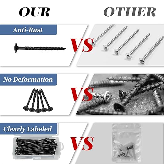 Lag Screws 5 Inch, 50PCS Heavy Duty Construction Screw, Structural Wood Screw #14 x 5, Rust Resistant, Washer Head, Black Coated Exterior Wood/Lag Screws Hex Socket Included