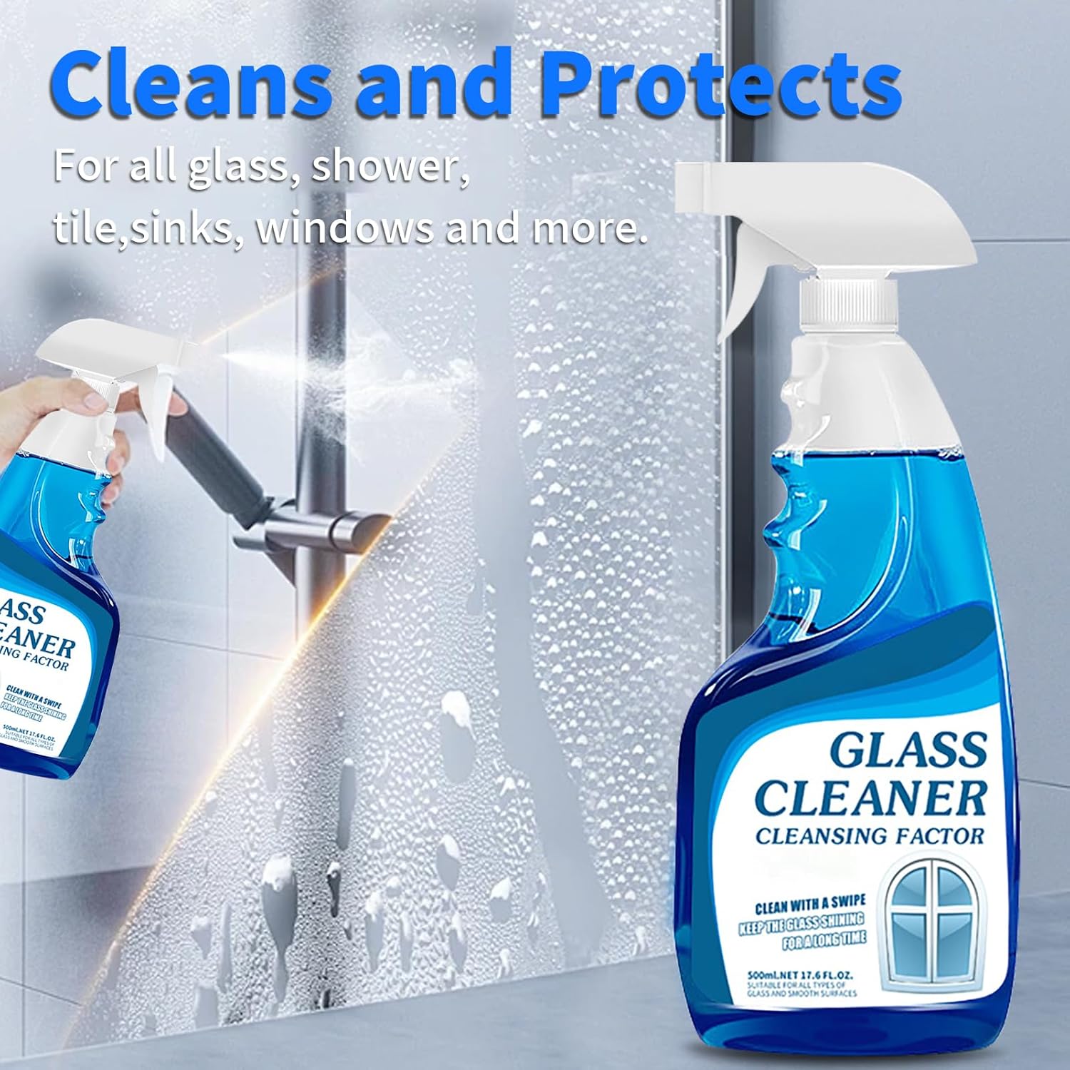 Glass Cleaner Spray, Streak-Free Shine Glass Cleaner, Window Cleaner Spray, Makes Glass Shining and Stunning, for Windows, Mirrors, Indoor and outdoor glass surfaces (2 PCS)