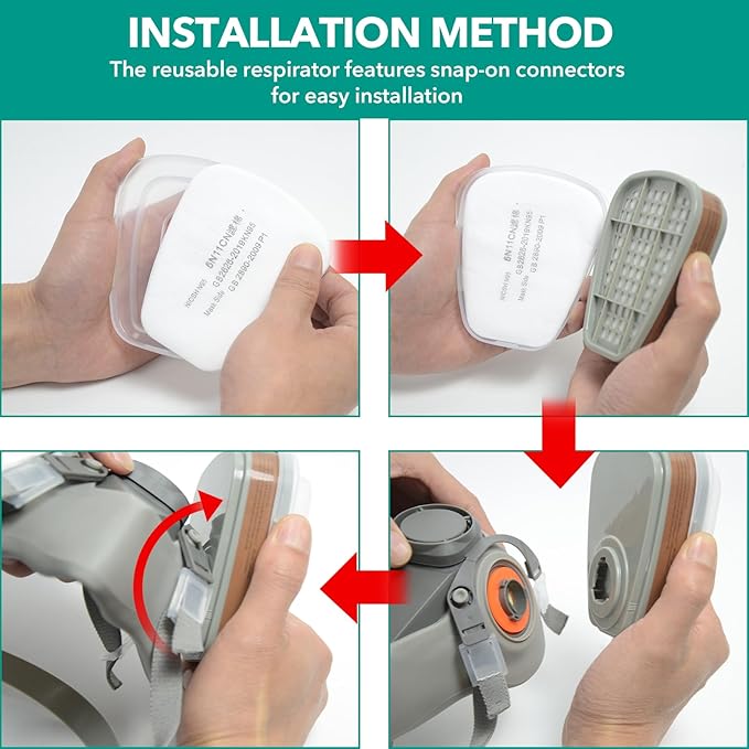 TRQWH Dust Goggles Reusable Respirator Mask with Filters for Polishing, Spraying, Dust, Construction Work, Woodworking and More