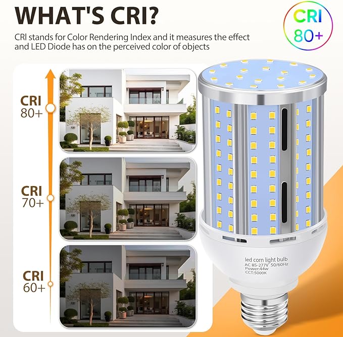 44W LED Corn Light Bulb(2 Pack),Fanless,(390 Watt Equivalent) E26/E39 Medium/Large Mogul Base LED Cob Lamp 5000K Daylight 5,900LM for Outdoor Indoor Garage Warehouse Factory Workshop Street Backyard
