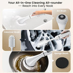Electric Spin Scrubber Brush - Rechargeable Cordless Cleaning Brush with Full-Body IPX7 Waterproof, 6 Interchangeable Heads & 2-Speed Modes for Bathroom, Kitchen, Tile
