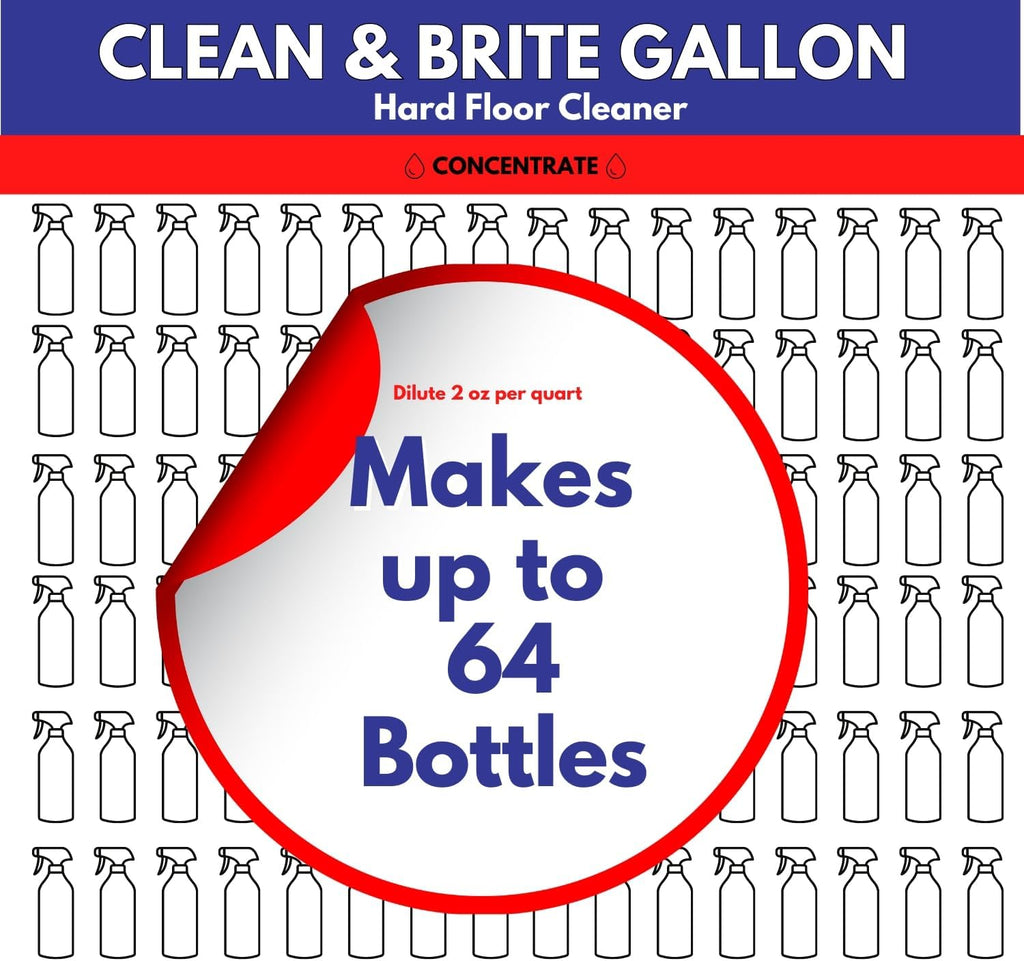 Don Aslett Clean & Brite Concentrate (1 Gallon) Floor Cleaner | Enhance Natural Shine of Hard Flooring | Safe Polish Restorer of Tile, Vinyl, Linoleum, Wood | Prevents Dulling and Damage of Surface
