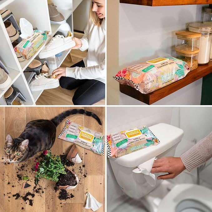 6 Packs Surface Cleaning Wipes Bleach Free, Thick & Large Dispose, All-Purpose Cleaner for Bathroom, Kitchen, Office, 600 Count Soft Flow, Biodegradable, Citrus Scent