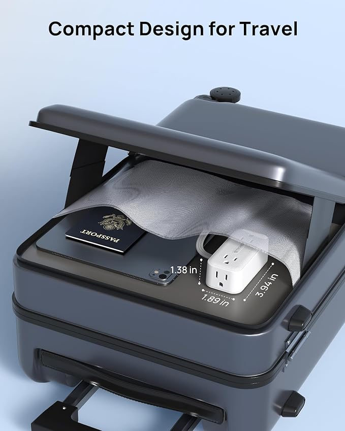 TROND 360° Rotating Plug 1.5FT Extension Cord, 4 Widely Spaced AC Outlets, Flat Plug Surge Protector, Wall Mount, Surge Protection Power Strip for Travel Kitchen Dorm Room Essentials, White