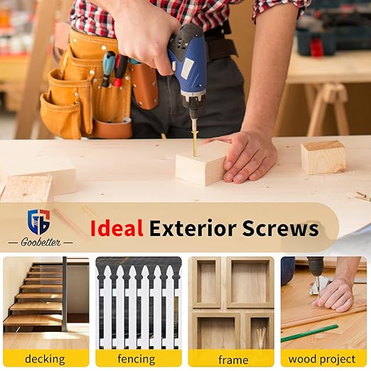 Deck Screws #9 x 2-1/2", 500 Pcs Wood Screws 2 1/2 inch, Rust Resistant, Construction Fence Exterior Screws, Torx Head Drive, 2 Pcs T25 Star Bits Included, Yellow
