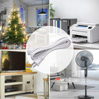 2 Prong Extension Cord, 10Pack Power Cord Extension 10 ft- Ultra Flexible & Lightweight, Safe for Home, Office, Dorm Use White Extension Cord