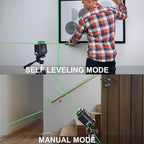Laser Level with Tripod, Firecore 360° Self Leveling Cross Line Laser Level with Pluse Mode, Green Lazer Leveler tool for Hanging Pictures Wall Tile Construction, L-Bracket & Carry Pouch Included