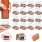 Ezprotekt 24 Pcs Rectangle Clear Silicone Chair Leg Floor Protectors Caps, Rectangle Felt Furniture Leg Pads Covers Cups for Chair Table -Anti-Scratches and No Noise (Fit L :1.3-1.7", W: 0.9-1.2")