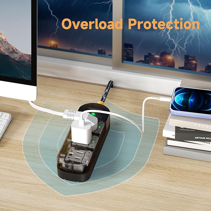 Surge Protector Power Strip, Covozon 3 Outlets 6ft Extension Cord, 1875W Outdoor Power Strip Weatherproof, Mountable Small Power Strip for Home, Outdoor, Travel.