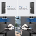 Knobonly Brushed Nickel Entry Door Levers with Keys Wave Style-Reversible for Right or Left-1 Pcs