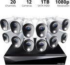 Night Owl 2-Way Audio 20 Channel DVR Video Home Security Camera System with (12) Wired 1080p HD Indoor/Outdoor Deterrence Cameras and 1TB Hard Drive (Add up to 4 Wi-Fi Cameras) (12 Camera)