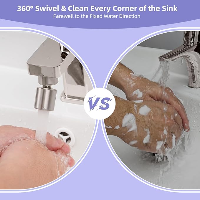 Hibbent NSF/ANSI/CAN 61 Certified Faucet Aerator, CUPC Certification 360 Degree Swivel Kitchen Sink Aerator, 2-Flow Sprayer Faucet Replacement Part 55/64 Inch Female Thread - Brushed Nickel