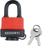 Colored Waterproof Padlocks, Heavy Duty Laminated Steel Lock with Red Plastic Covered, Keyed Alike Outdoor Locks, Can Be Used as Lockout Tagout Lock, Pack of 12