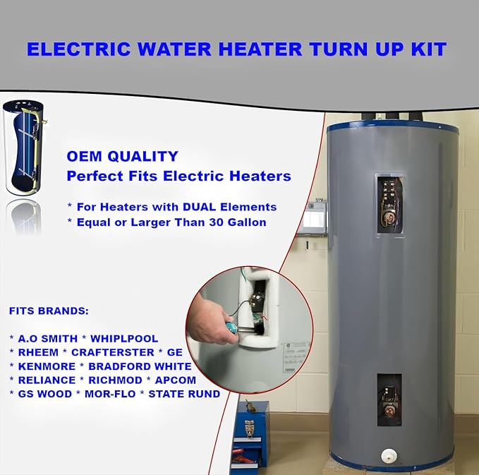 LONG TERM EWH-01 Electric Water Heater Tune-Up Kit, Includes 4500W 240V Water Heater Elements, Upper Thermostat, Lower Thermostat, Elements Gaskets