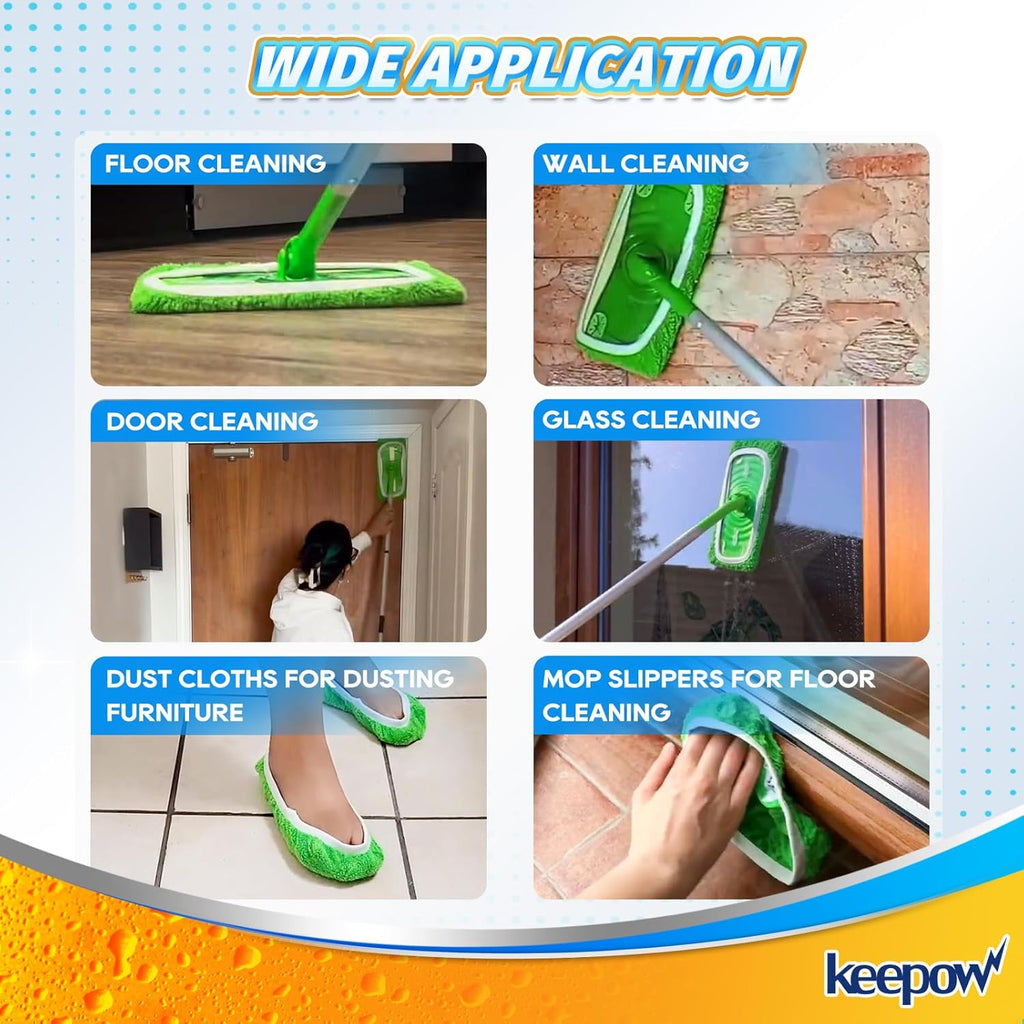 KEEPOW Reusable Wet Pads Compatible with Swiffer Sweeper Mop, Dry Sweeping Cloths, Washable Microfiber Wet Mopping Cloth Refills for Surface/Hardwood Floor Cleaning, 16 Pack (Mop is Not Included)