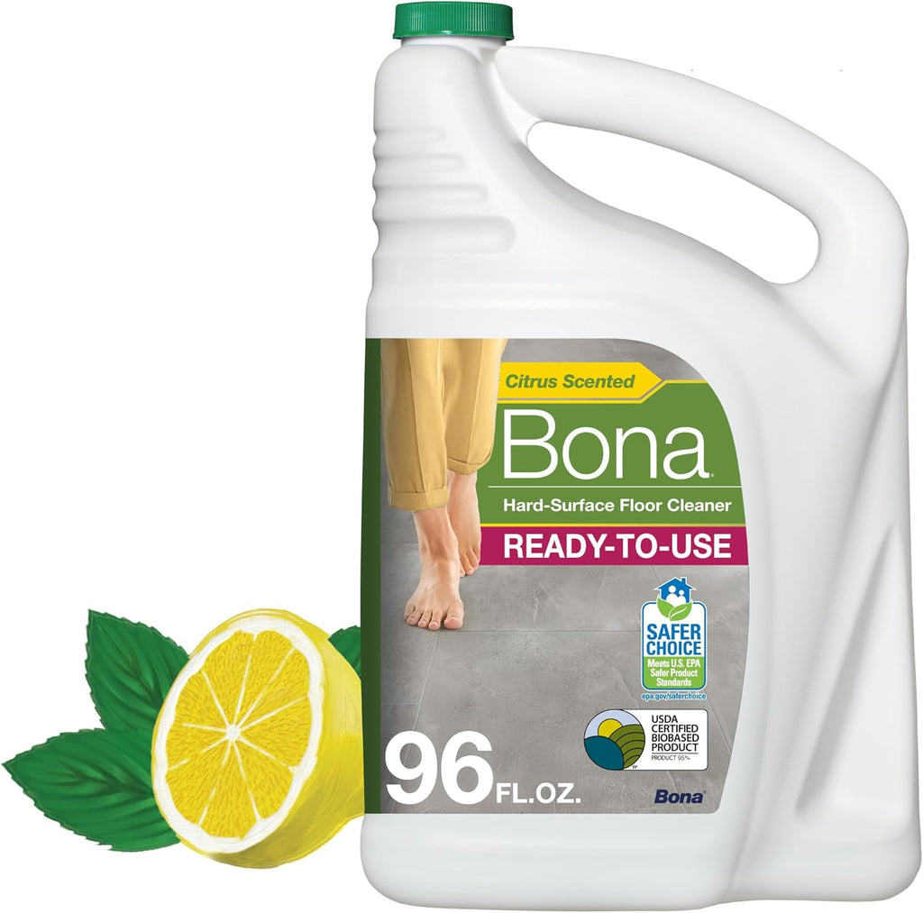 Bona Multi-Surface Floor Cleaner Refill - 96 fl oz - Lemon Mint - Residue-Free Floor Cleaning Solution refill for Spray Mop and Spray Bottles - For Use on Stone, Tile, Laminate, and Vinyl Floors