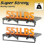 2pcs Garage Wall Shelving - 3.5*2FT Extra Large Heavy Duty Floating Shelves with 30 Hooks, Load Capacity 1102 Lbs, Hanging Garage Storage Rack, Tool Hanger Organizer Utility Rack, For Home, Workshop