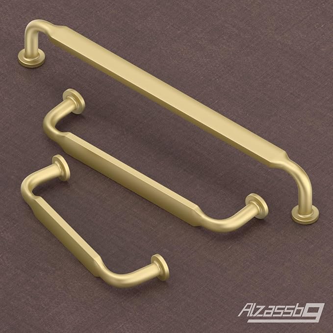 Alzassbg 10 Pack Matte Gold Cabinet Handles, 5 Inch(128mm) Hole Centers Arch Modern Cabinet Pulls Kitchen Hardware for Cabinets AL3503MGP