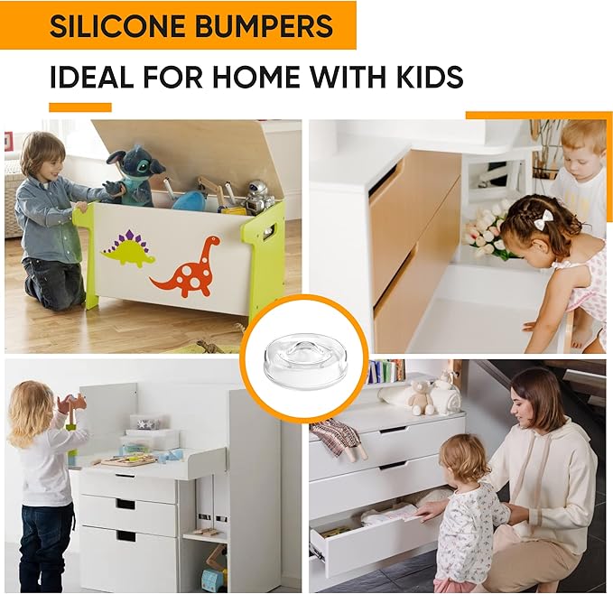 256 Self Adhesive Cabinet Door Bumpers – Sticky Clear Silicone Rubber Pads for Furniture Drawers, Kitchen Cabinets, Decor, Wall Protection – Vellax