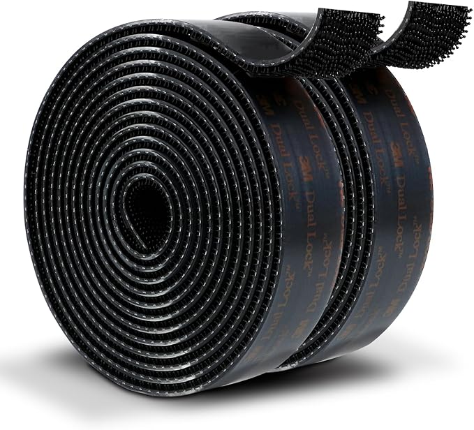 3M Dual Lock SJ3550A 1"×8ft Black 2 Pack Reclosable Fastener Mounting Tape Interlocking Mushroom Shaped Strong Adhesive Hook Lock Sticky Tape for Indoor and Outdoor(DB25252)