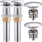 Pop Up Drain Without Overflow, Bathroom Sink Stopper for Vessel Vanity Sink 2 Pack Polished Chrome, All Metal - Big Cap Fit for Vessel or Undermount Sink, RM082A-P2