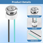 38mm Toilet Push Button Replacement, Dual Flushing Toilet Push Button Spare Parts, Compatible with Geberit & Kohler Part, Satin Chrome, Easy to install, 2Pack