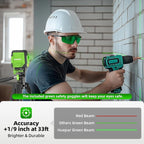 Laser Level with 60in Tripod, HUEPAR 98Ft Self Leveling Laser Level Green Line Laser Cross Line Laser Leveler Tool for Picture Hanging, Tile, Home Renovation, Indoor Project, Battery&Goggles Included
