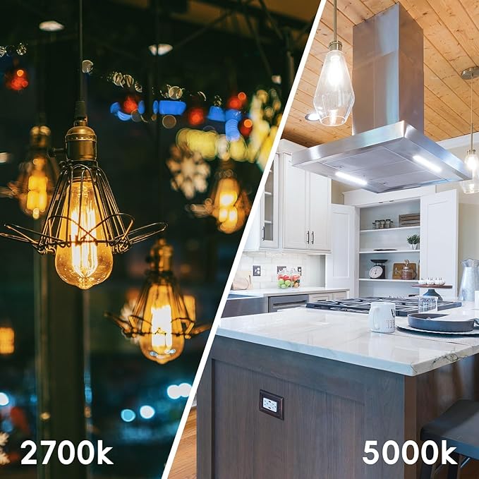 Jensense LED Edison Light Bulbs 8 Watt Dimmable 5000K Daylight White, E26 60 Watt Equivalent, Vintage Bulbs 800lm CRI 90 Clear Glass 96 Pack