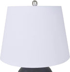 Nourison Home 23" Black Vintage Distressed Ceramic Pot Table Lamp for Bedroom, Living Room, End Table, with White Tapered Drum Shade