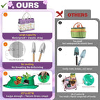 22Pcs Gardening Tools Set for Women Heavy Duty Garden Hand Tool Kit Gifts for Mom Gardener Beginner Gardening Accessories with Large Tote Bag/Shovel/Repotting Mat/Plant Labels/Gloves