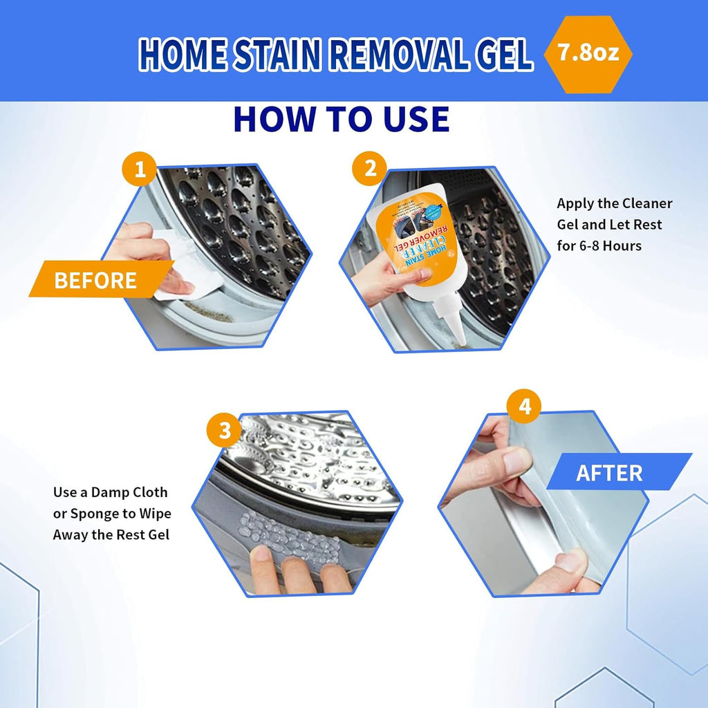 Home Stain Remover Gel – Stubborn Stain Cleaner (Safe for Washing Machine Seals, Sinks & Tiles | No-Slip Formula | 8H Penetration | 15.6OZ)