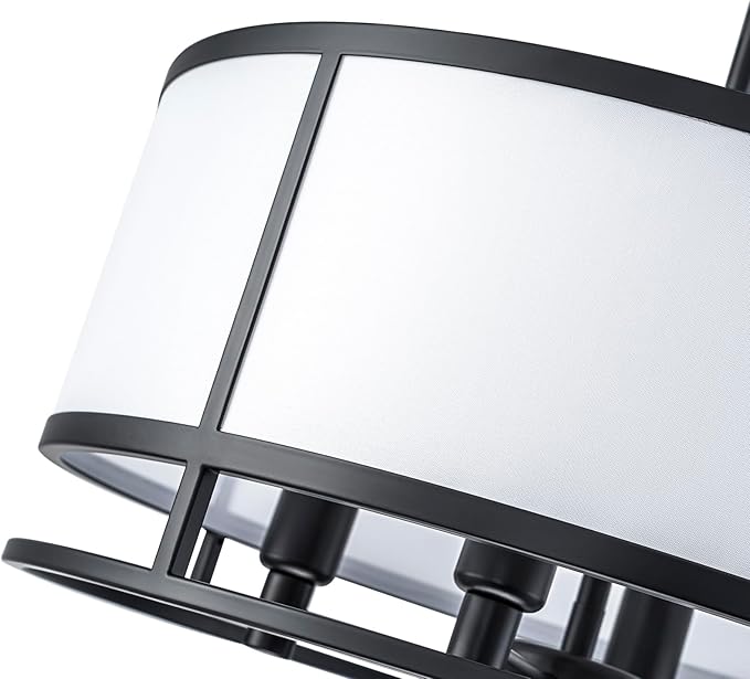 15.7 Inch Drum Dining Room Light Fixture Over Table, Modern Fabric Chandeliers Pendant Light for Dining Room,for Kitchen,Entryway,Living Room