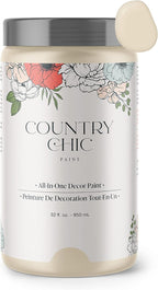 Country Chic All-in-One Chalk Paint for Furniture, Cabinets, Home Decor, Eco-Friendly, Matte Finish, Built-In Primer & Top Coat for Wood, Metal - Cheesecake (Off White) - Quart 32 oz (950 ml)