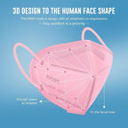WWDOLL KN95 Face Mask 25 Pack, 5-Layers Mask Protection, Breathable KN95 Masks Pink
