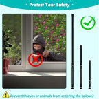 Window Security Bar, 2-in-1 Adjustable 17.9 to 51 Inch Slidingdoor Security Bar Security Bar for Home Pet Children Women Security Balcony Sliding Door Patio Door Security Apartment Window Black