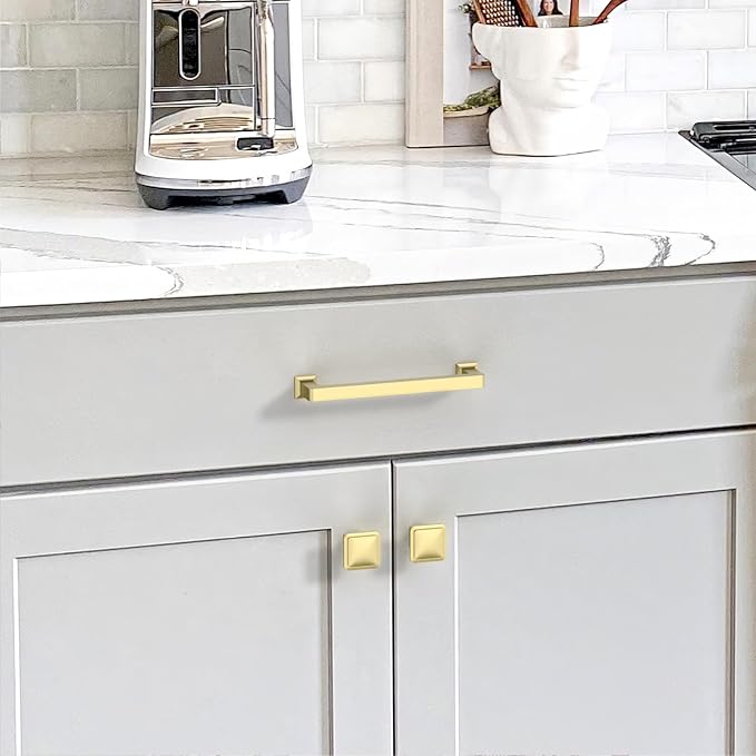 10 Pack 5"(128mm) Gold Cabinet Pulls Kitchen Cabinet Handles Drawer Pulls Cupboard Hardware for Cabinets CK0078