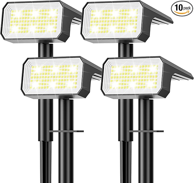 Solar Spot Lights Outdoor, [4 pack/118 LED] 4 Modes Auto On/Off Solar Landscape Spotlights, Ip67 Waterproof Solor Powered Pathway Lights for Outside Yard Garden Walkway Tree Patio (Cool White)