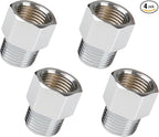 WHK 4-Pack Brass Pipe Fittings - 1/2 Inch Male/Female NPT Reducer Adapter with Chrome Finish
