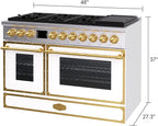 Akicon 48" Freestanding Gas Cooktop Oven Combo, Features 8 Sealed Burners, 6.7 Cu.ft Rapid Convection Oven, Convertible Fuel (NG/LP), Durable Cast Iron Grating (SWGBGGA1)