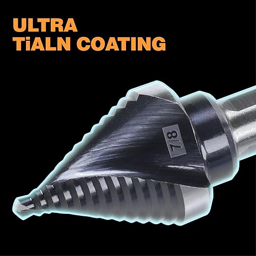 M35 HSS 7/8 Inch Step Drill Bit, Single Size Unibit with Double Spiral Flutes for Drilling Small Holes on Stainless Steel, Metal, Wood, Plastic