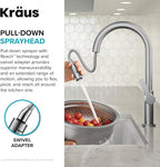 KRAUS Oletto Single Handle Pull Down Kitchen Faucet in Chrome, KPF-2820CH