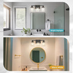 DORESshop 17 Inch Bathroom Light Fixtures, 3-Light Black with Gold Trim Bathroom Lighting Fixtures Over Mirror with Clear Glass Shade, Vanity Lights for Living Room Bedroom