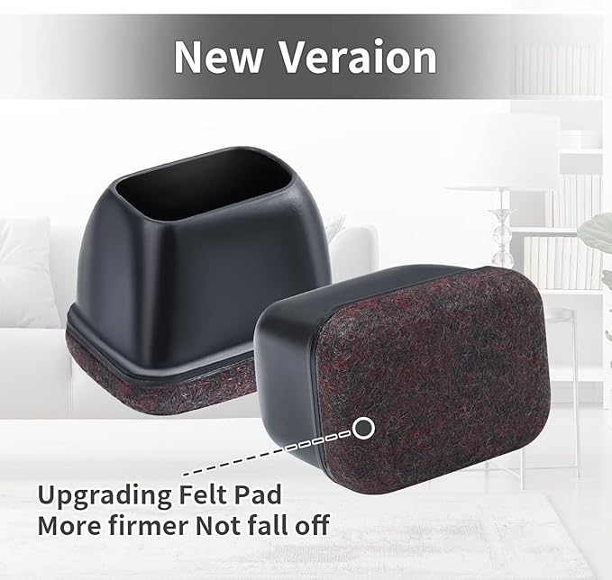 Ezprotekt 24 Pcs Rectangle Felt Chair Leg Floor Protectors for Hardwood Floors, Rectangle Silicone Furniture Pads Caps Covers for Chair Desk Table (Fit W :0.6-0.8", L: 0.9-1.3", Black)