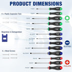WORKPRO Magnetic Screwdriver Set 24-Piece, Go-Thru Screwdriver Set Kit with Wall Mount Rack, Includes Slotted, Phillips and Torx Screwdrivers, Magnetic Screwdriver with Magnetizer & Demagnetizer Tools