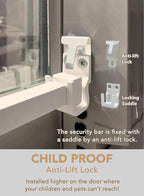 Greatim GT-DB005 Home Security Window Lock, Egress Window Lock, Childproof, Locking System, AntiLift Lock, Vertical Bar, for Single Hung Windows, Window Dowel, Adjustable (10.6~16.62 inch)